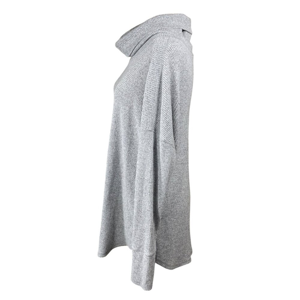 Time & Tru Waffle Knit Tunic Top Cowl Neck Grey Size XL Extra Large Lounge Shirt - Picture 2 of 6